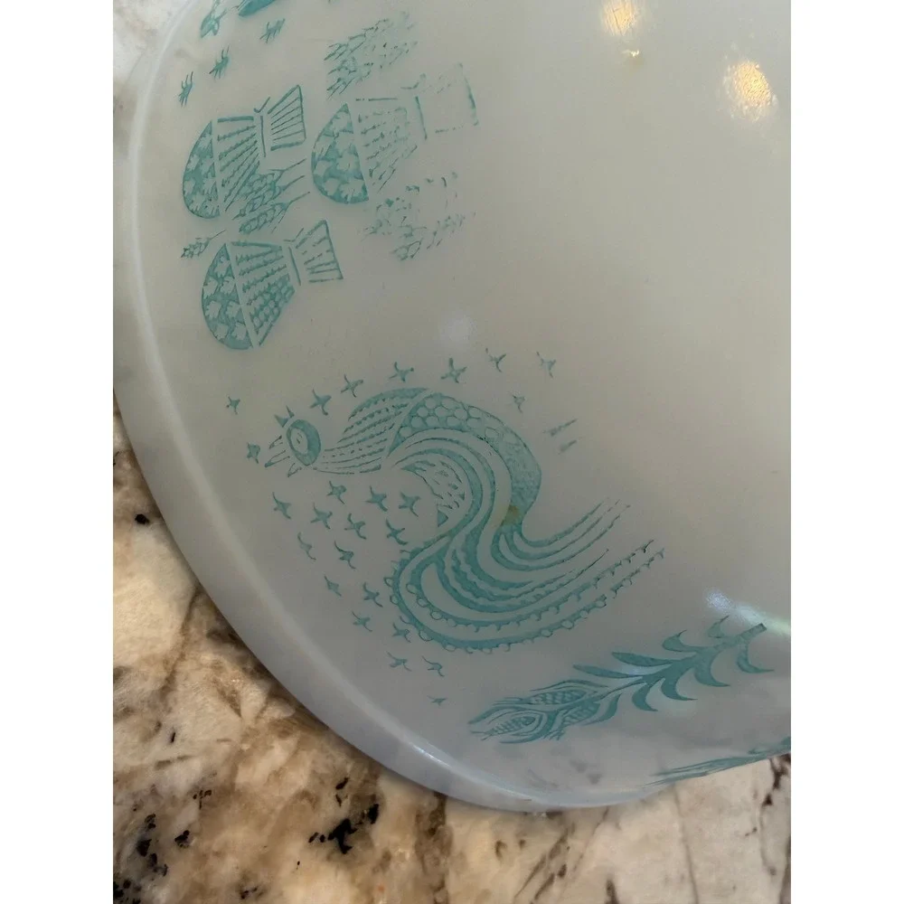 Pyrex Mixing Bowl Butterprint 2.5 Qt Turquoise 403 Amish Vintage Milk Glass #403